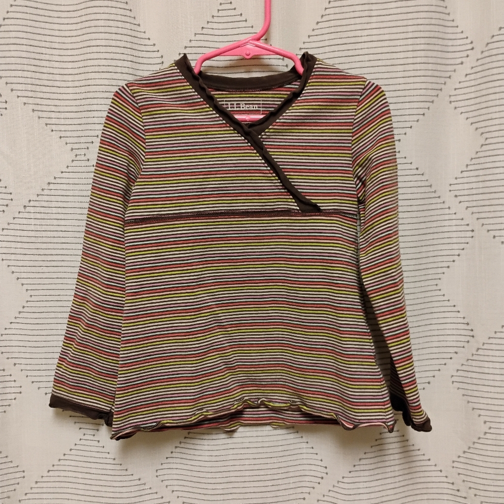 L.L.Bean Girls Brown and Yellow Long Sleeve Tee